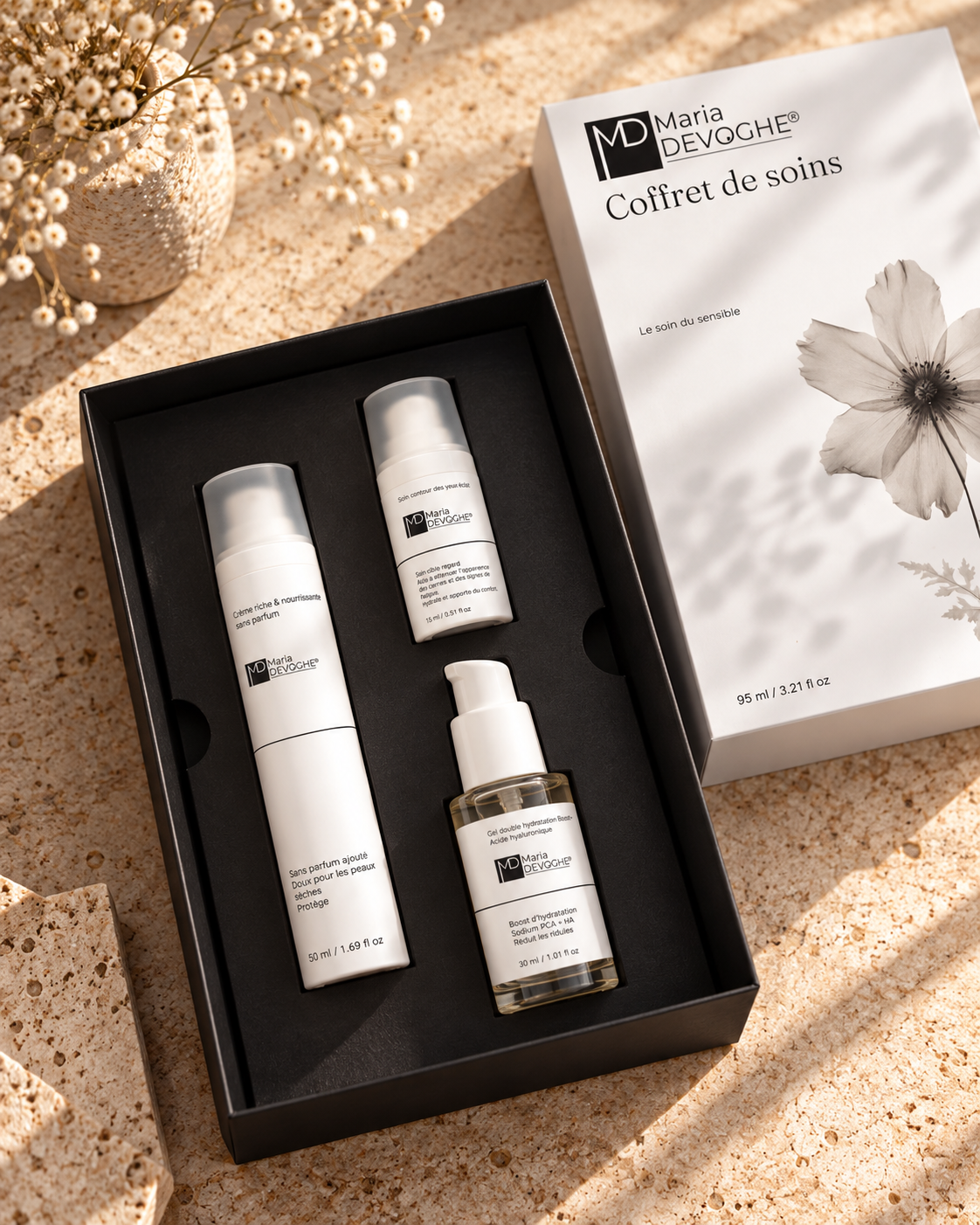 Coffret cadeau Hydratation intense — 3 soins Maria Devoghe