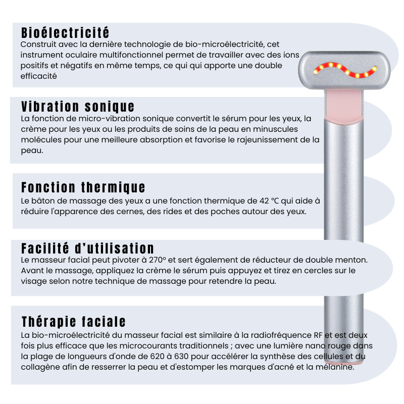 Masseur pour les yeux avec stylo à vibration et à led