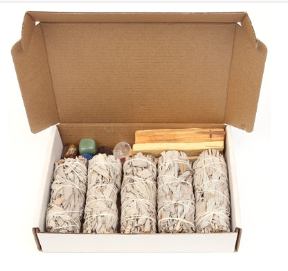 Coffret de purification amérindienne- Sauge blanche-Palo Santo et pierres