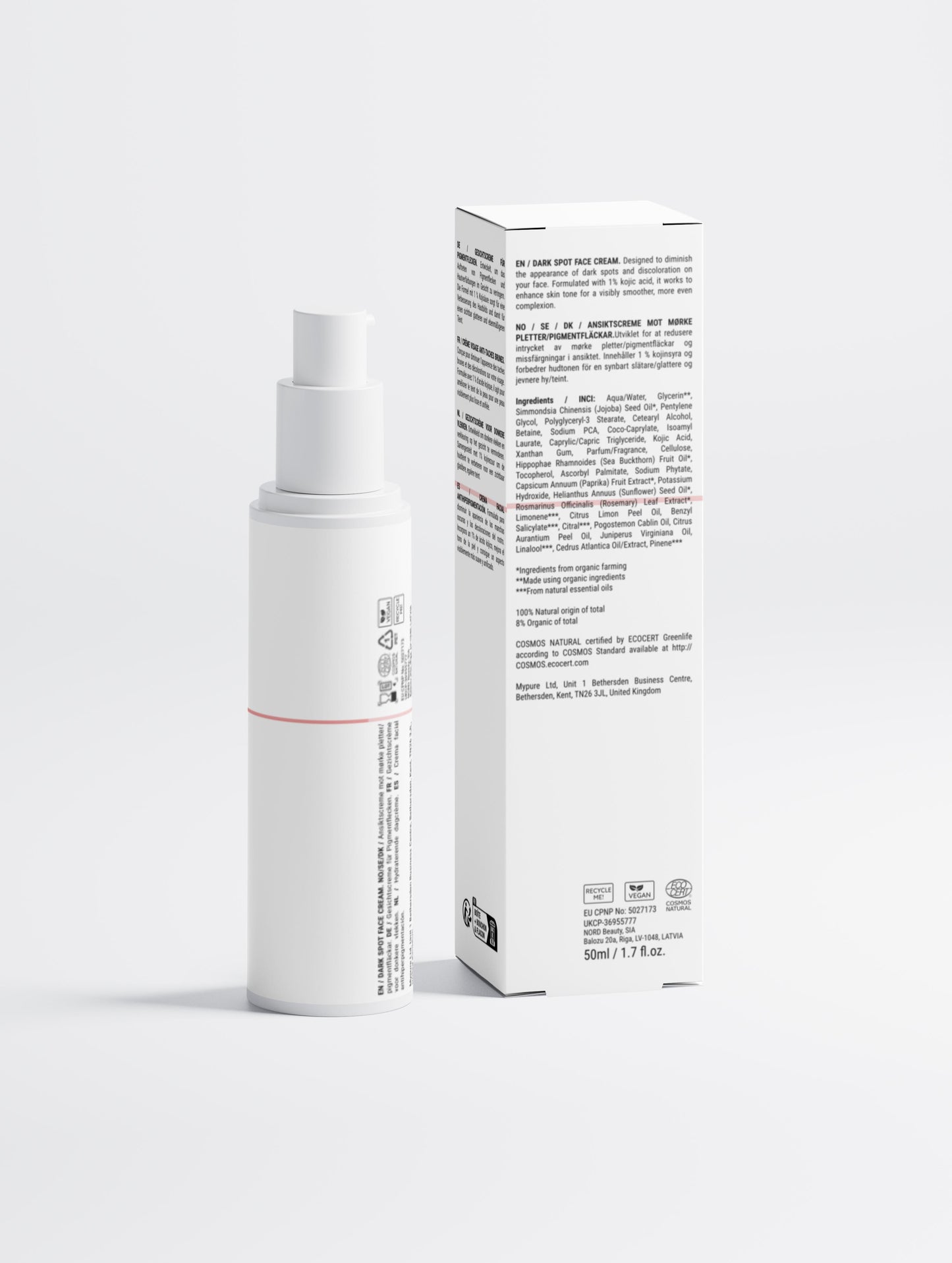 Crème pour le visage anti-taches brunes à l'acide kojique