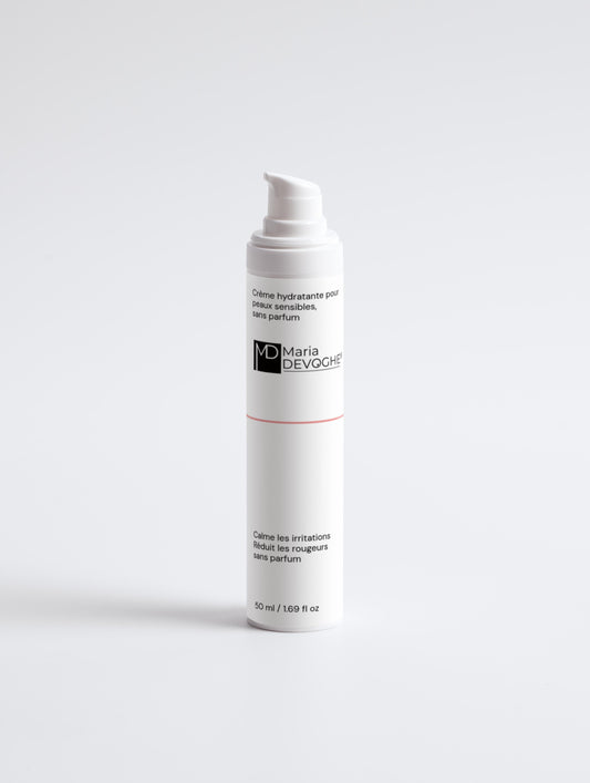 Crème hydratante peaux sensibles sans parfum Maria Devoghe® – apaisement et confort immédiat