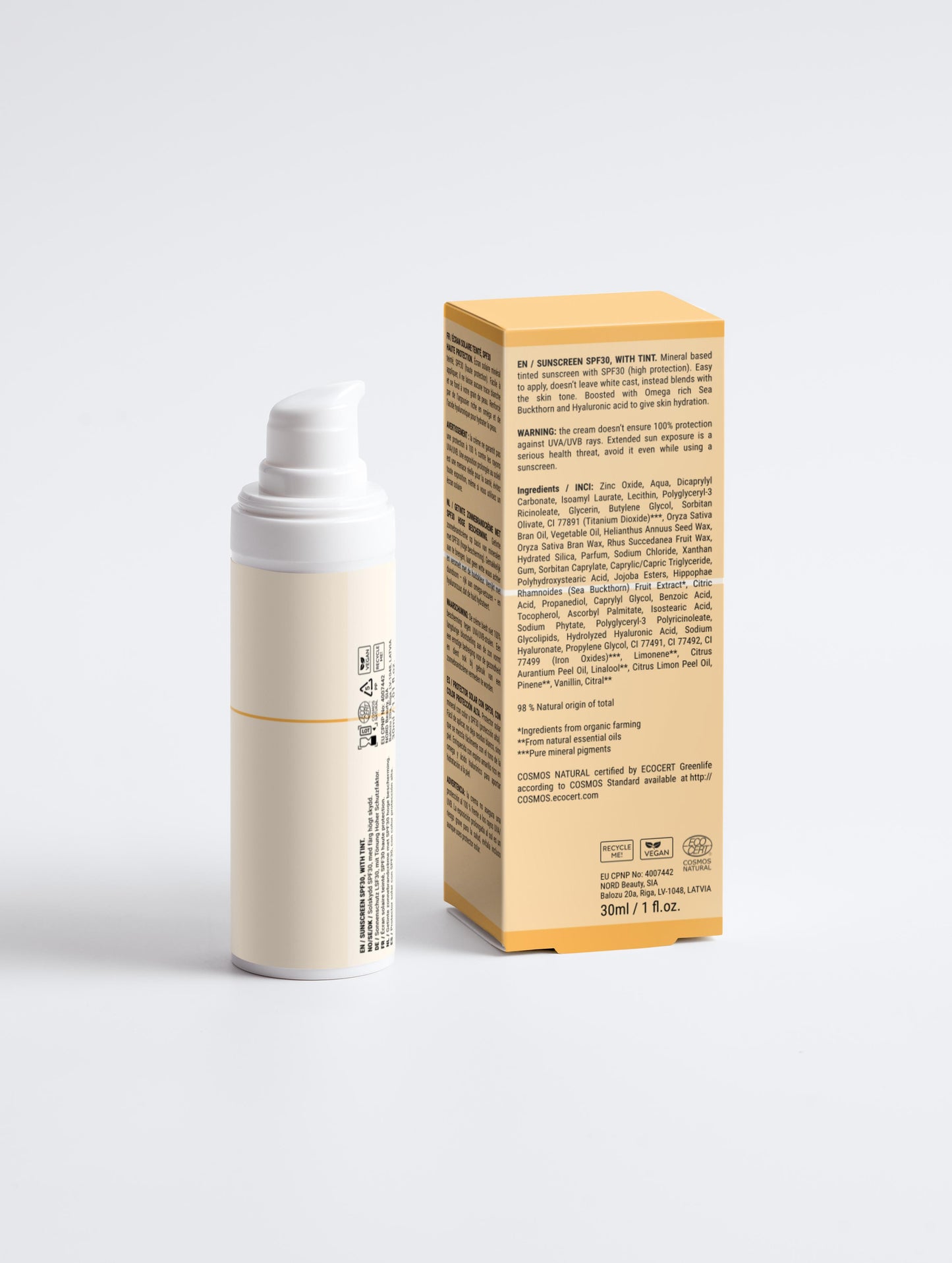 Crème solaire teintée, SPF30