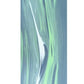Tapis de Yoga ou de fitness: vue d’un tapis long et rectangulaire avec des bordures arrondies, motif abstrait bleu et vert.