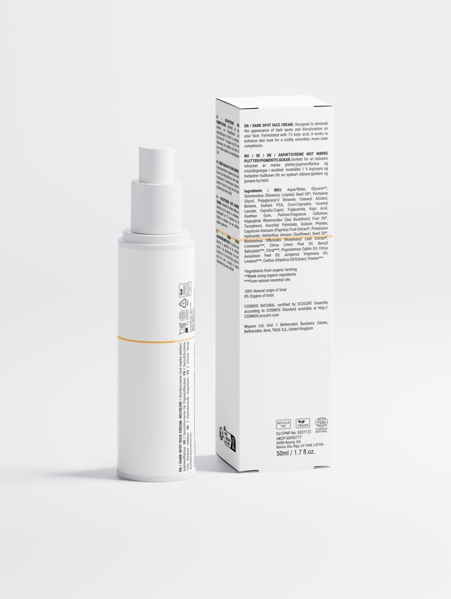 Crème pour le visage anti-taches brunes à l'acide kojique